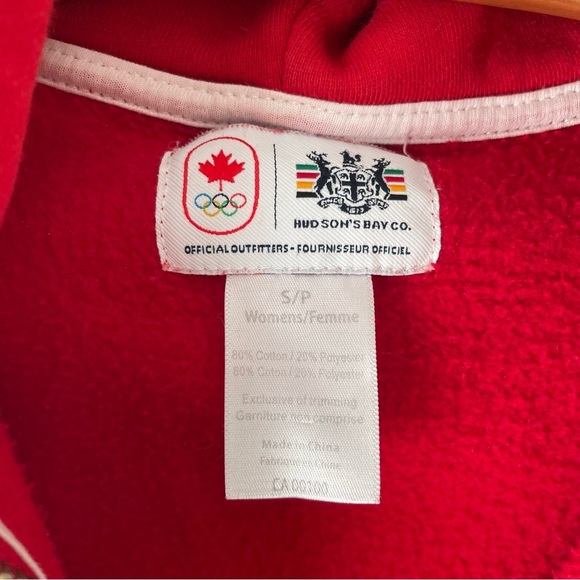Hudson’s Bay Canada Olympic Zip Up Hoodie Sweater Red White Womens Size Small - Picture 8 of 8